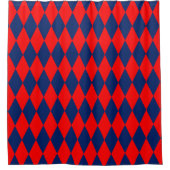 Rot-blaues Harlekin-Karomuster Duschvorhang (Vorderseite)