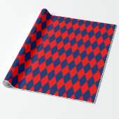 Rot-blaues Harlekin-Karomuster Geschenkpapier (Ungerollt)