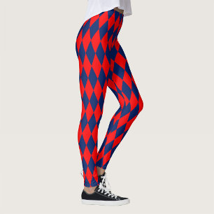 Rot-blaues Harlekin-Karomuster Leggings