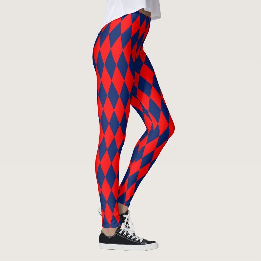 Rot-blaues Harlekin-Karomuster Leggings