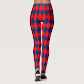 Rot-blaues Harlekin-Karomuster Leggings (Rückseite)