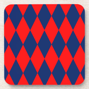 Rot-Blaues Harlekin-Karuomuster-Design  Getränkeuntersetzer