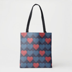 Rot-blaues Herz-Muster Tasche