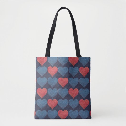 Rot-blaues Herz-Muster Tasche (Vorderseite)