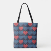 Rot-blaues Herz-Muster Tasche (Rückseite)