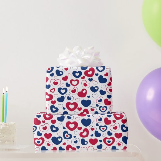 Rot-blaues Herzen-Geschenkpapier Geschenkpapier (Partygeschenke)