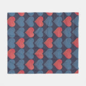 Rot-blaues Herzenmuster Fleecedecke (Vorderseite (Horizontal))