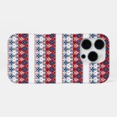 Rot blaues Ornament iPhone Hülle (Rückseite (Horizontal))
