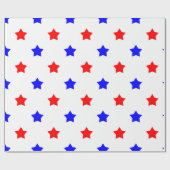Rot-blaues Sternmuster weißer Hintergrund Geschenkpapier (Flach)