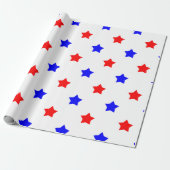 Rot-blaues Sternmuster weißer Hintergrund Geschenkpapier (Ungerollt)