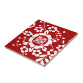 Rot ・ Blume mit Papierschnitt ・ Doppeltes Glück Fliese (Seite)