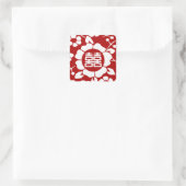 Rot ・ Blume mit Papierschnitt ・ Doppeltes Glück Quadratischer Aufkleber (Tasche)