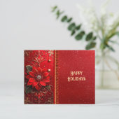 Rot-Blumen-Feiertagskarte Postkarte (Stehend Vorderseite)