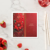 Rot-Blumen-Feiertagsserviette Serviette (Beispiel)