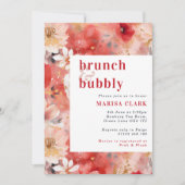 Rot-Blüten-Brunch & Bubbly-Brautparty Einladung (Vorderseite)