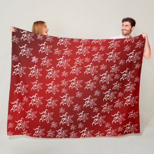 Rot, Blütenmuster, Poinsettia, zeichnend, weiß, Fleecedecke