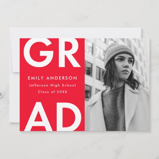 Rot | Bold Foto Abschluss Ankündigung (Vorderseite)