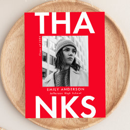 Rot | Bold Foto Abschluss Vielen Dank Postkarte