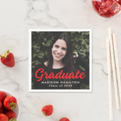 Rot | Bold Script Foto Abschluss Serviette (Beispiel)