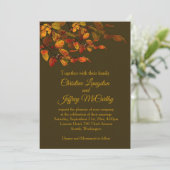 Rot, braun, gelb Herbstliche Blätter Hochzeiten Einladung (Stehend Vorderseite)