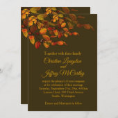 Rot, braun, gelb Herbstliche Blätter Hochzeiten Einladung (Vorne/Hinten)