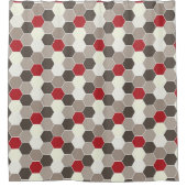 Rot, Braun, Grau, Weiße Wabenmuster Duschvorhang (Vorderseite)