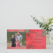 Rot/Braun Weihnachts-Weihnachtsfotokarte Feiertagskarte (Stehend Vorderseite)