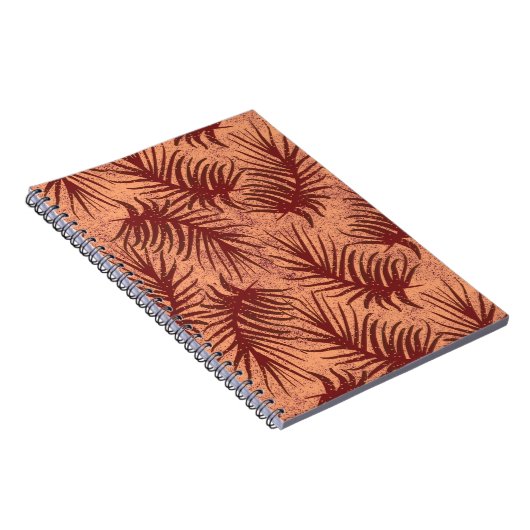 Rot-braune Blätter auf einem Hintergrund mit Motte Notizblock (Rechte Seite)