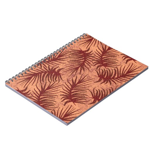 Rot-braune Blätter auf einem Hintergrund mit Motte Notizblock (Linke Seite)