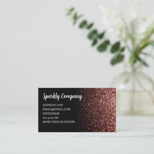 Rot-braune Imitate funkeln schwarz-eleganter QR-Co Visitenkarte (Stehend Vorderseite)