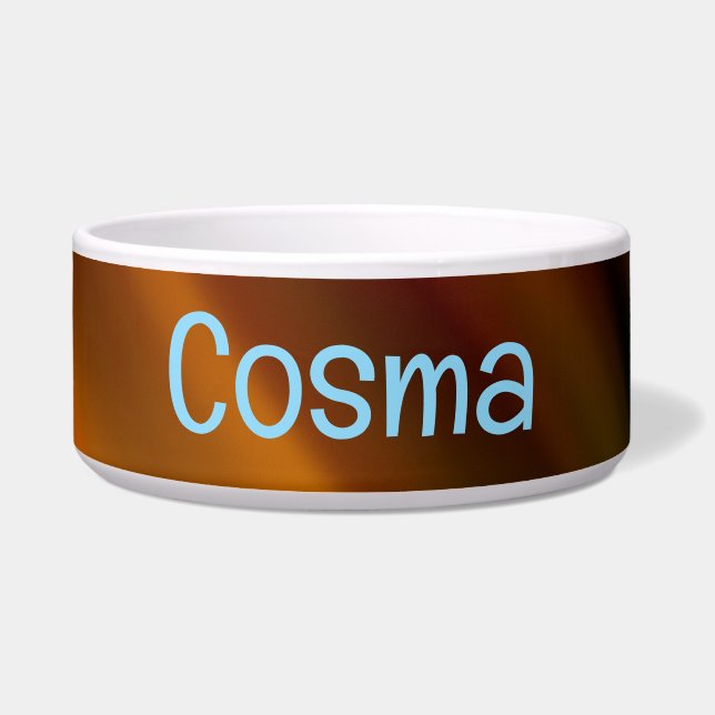 Rot-braune Pet-Schüssel mit COSMA-Text Napf (Vorderseite)