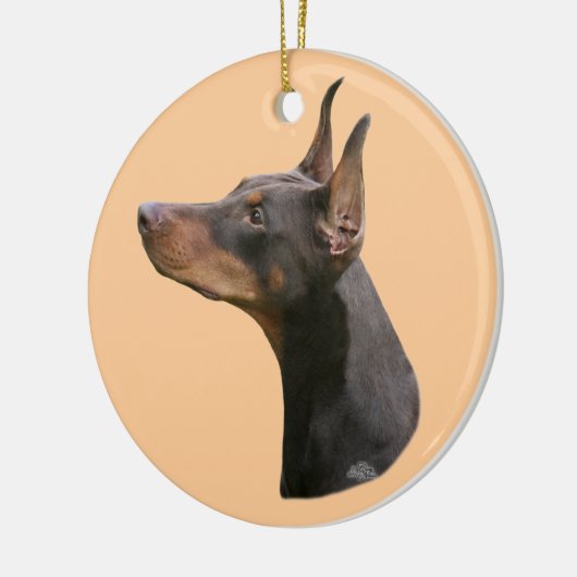 Rot/Brown-Dobermannpinscher-Hauptverzierung Keramik Ornament (Links)