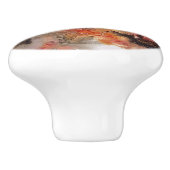 Rot Brown Orange Weiß Moderne Abstrakte Kunst Keramikknauf (Seitenansicht)