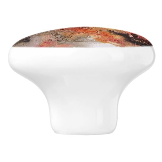 Rot Brown Orange Weiß Moderne Abstrakte Kunst Keramikknauf (Seitenansicht)
