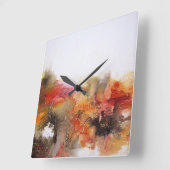 Rot Brown Orange Weiß Moderne Abstrakte Kunst Quadratische Wanduhr (Winkel)
