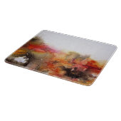 Rot Brown Orange Weiß Moderne Abstrakte Kunst Schneidebrett (Ecke)