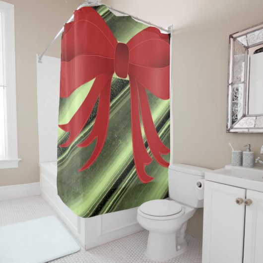 Rot-Buggrün-schwarzer Duschvorhang (Beispiel)