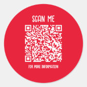 Rot | Business QR Code Scannable Runder Aufkleber (Vorderseite)