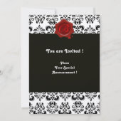 ROT, CHAMPAGNE UND SCHWARZ-DAMASK, WAX-SIEGEL-MONO EINLADUNG (Rückseite)