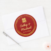 Rot-Chinesische Hochzeit-Briefmarke-Logo Runder Aufkleber (Umschlag)