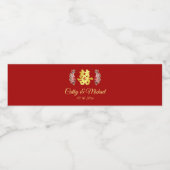 Rot-Chinesische Hochzeit doppeltes Glück floral Wasserflaschenetikett (Einzelnes Label)