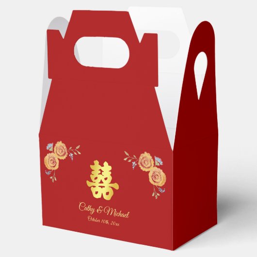 Rot-Chinesische Hochzeit orange Blütendonnerstück Geschenkschachtel (Geöffnet)