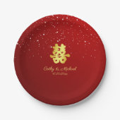 Rot-Chinesische Hochzeit Schneeflocke doppeltes Gl Pappteller (Vorderseite)