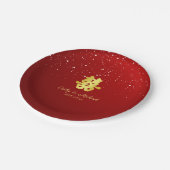 Rot-Chinesische Hochzeit Schneeflocke doppeltes Gl Pappteller (Schrägansicht)