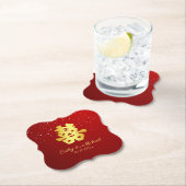 Rot-Chinesische Hochzeit Schneeflocke doppeltes Gl Untersetzer (Vor Ort)