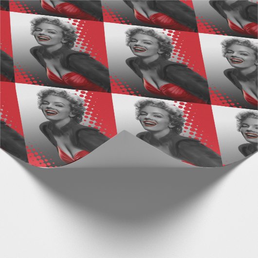 Rot CONJO2 punktiert Marilyn ZAZZ Geschenkpapier (Ecke)