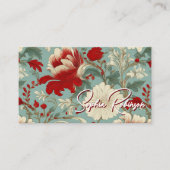 Rot, Creme, blass grüne Blumenkarte Rabattkarte (Vorderseite)