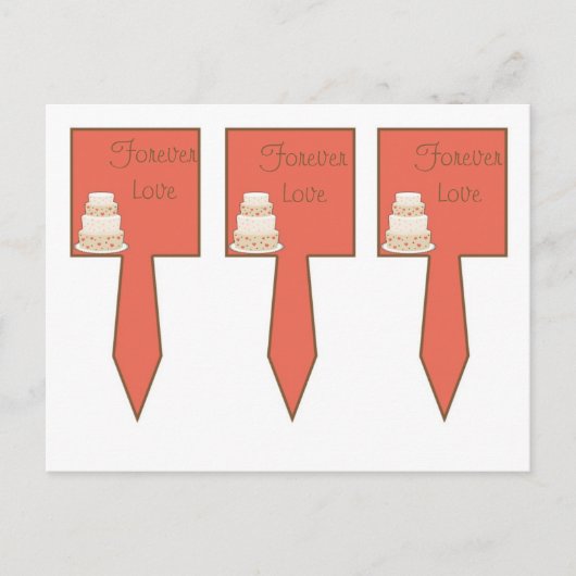 Rot/Creme Hochzeitstorte Postkarte (Vorderseite)
