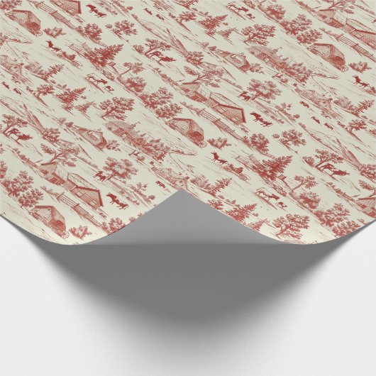 Rot-Creme-Toile einer Landkuh-Landschaft Geschenkpapier (Ecke)