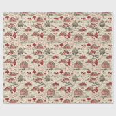 Rot-Creme-Toile eines Roten-Kuhstalls Geschenkpapier (Flach)